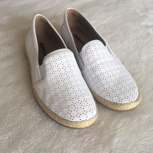 Clark’s White Danelly Molly Leather Slip On Shoes